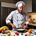 **

A confused chef standing in a messy kitchen surrounded by strange-looking food. Ingredients are scattered everywhere. The title above reads: "Unclear Experiment Goal."

**