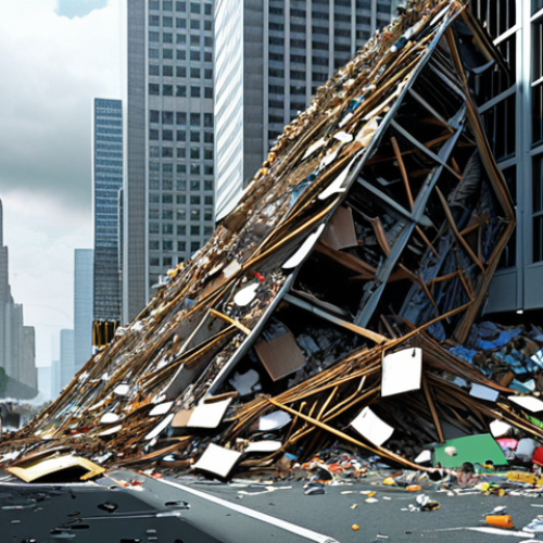 Home 7 **Prompt for Image 1 (The Pitfalls of Poor Data Quality):**
A digital visualization depicting a chaotic, jumbled mass of corrupted and missing data, forming a fragile foundation under a precarious, leaning skyscraper that is on the verge of collapse. The scene evokes the concept of 'Garbage In, Garbage Out,' showing wasted effort, frustration, and the inherent risks of flawed data. Emphasize digital errors, broken connections, and a sense of impending failure. Stylized, low-key lighting, computer graphics.