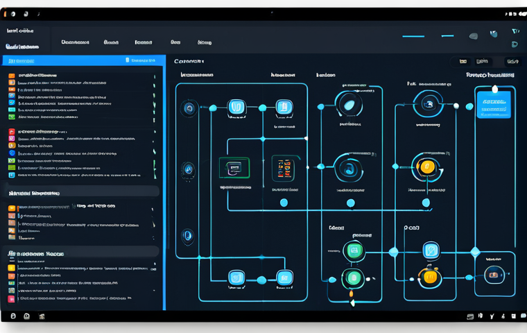 Low-Code/No-Code Platform Interface**
"A bright and colorful display of a low-code/no-code platform interface, featuring drag-and-drop components, flowchart-like connections, and various UI elements. A user is interacting with the interface via a mouse. The scene showcases the ease of use and visual nature of these platforms. Fully clothed, appropriate content, safe for work, perfect anatomy, natural proportions, professional design."
**