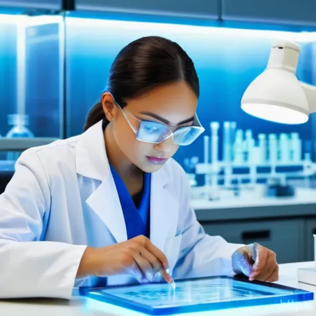성공적인 실험을 위한 체크리스트 - **Detailed Blueprinting for a Successful Experiment:** A focused female scientist, wearing a pristin...