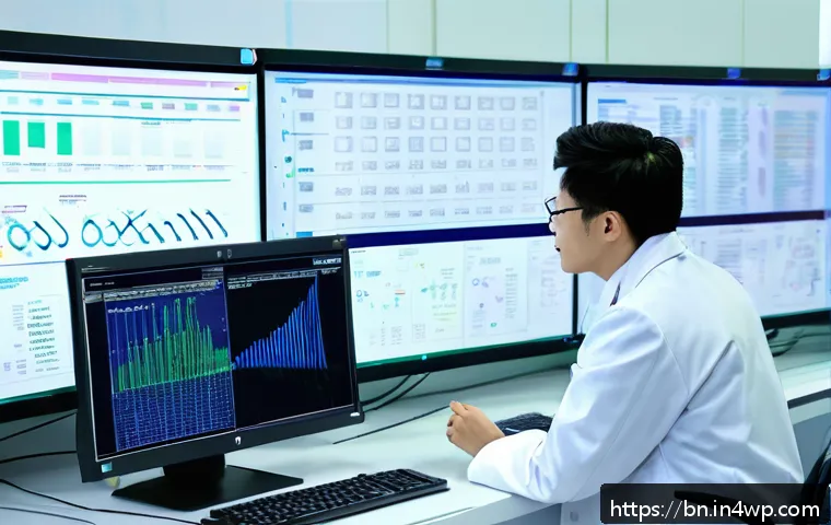 사례 연구 실험 설계의 교훈 - A modern laboratory scene showing scientists in white lab coats meticulously planning an experimenta...